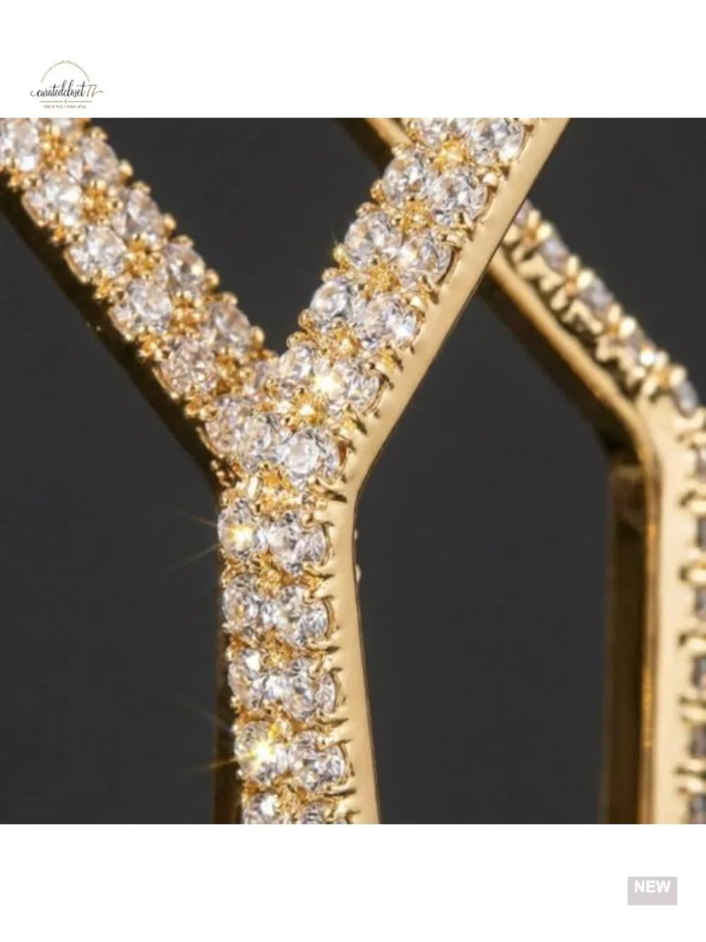 Gold Plated Drop Dangle Earrings - Statement Rhinestone Geometric Jewelry